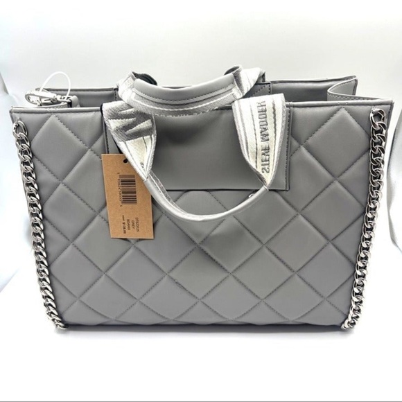 🖤🖤NWT-STEVE MADDEN Gray Faux Leather
Quilted Large Shoulder Bag🖤🖤 - Picture 11 of 12